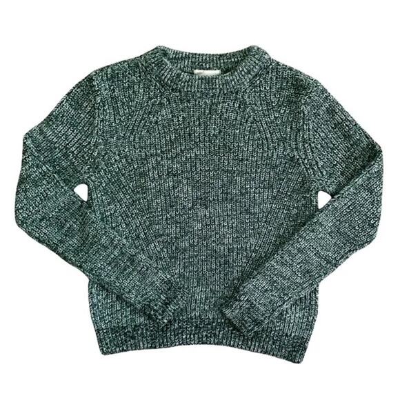 H&M Basics Sweater Pine Green and White Marled Crew Neck - Size Small 🌲 ✨ 🌲 - Picture 2 of 9